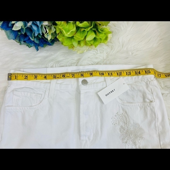 J Brand “Bonny” Embellished Denim White Mini Skirt - Picture 8 of 16